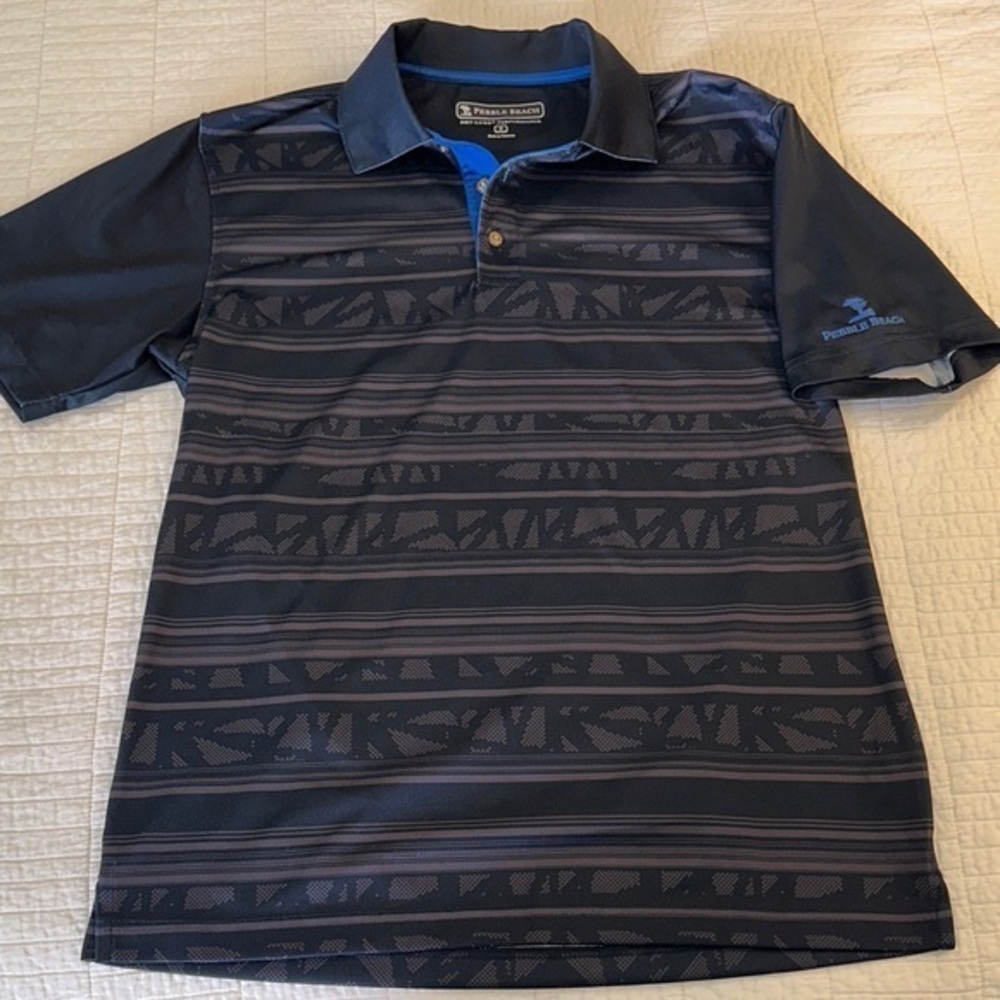 Pebble Beach Golf Polo Small NWOT Charcoal Gray Dry Luxe Performance T Shirt